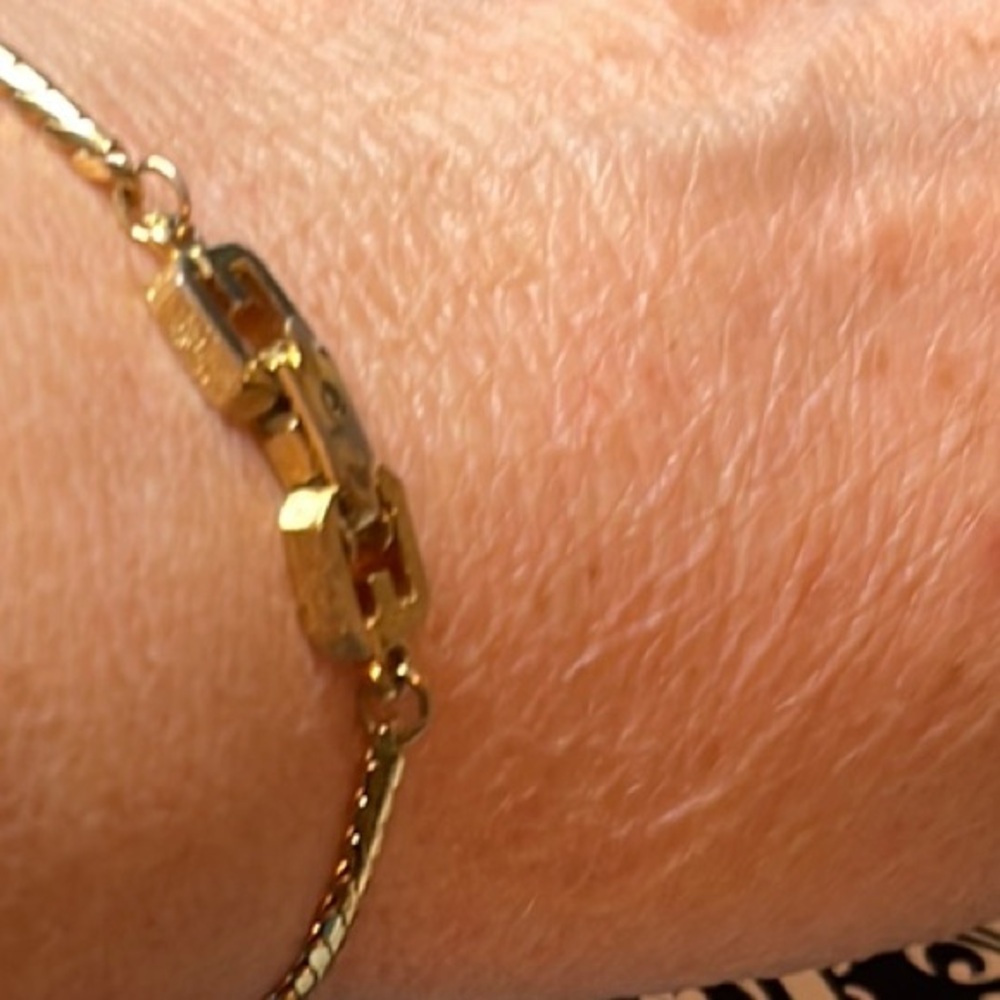 Givenchy Gold Zipper Design Bracelet with Double G clasp. Seven inches. - Picture 7 of 7